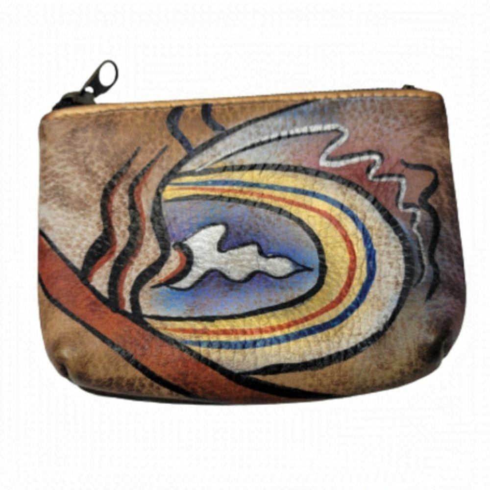 Leather Coin Purse Anuschka Hand Painted Leather Coin Purse Pouch